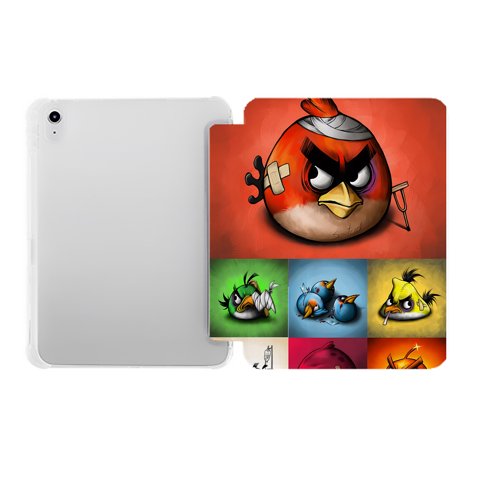（画像用） Angry Birds アングリーバード IPad ケース ペン収納付き 三つ折りスタンド PUレザー×シリコン 対応機種9.5/10.5/10.9インチ